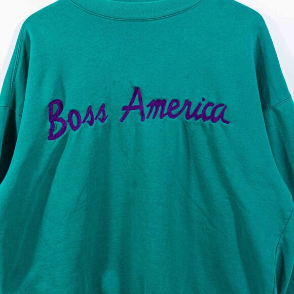 Boss American Script Spell Out Sweatshirt XL VTG 90s Streetwear Hip Hop Skater - Picture 5 of 16